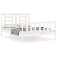 Bedframe zonder matras massief grenenhout wit 140x190 cm - thumbnail