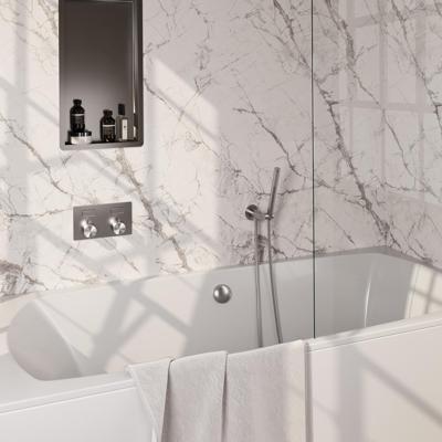 Inbouwthermostaat set Brauer Brushed Edition Met Drukknoppen Incl Baduitloop en Afvoer RVS (Keuze Handdouche)