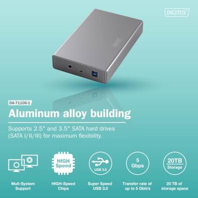 Digitus DA-71106-1 SATA-HDD-behuizing 2.5 inch, 3.5 inch USB, USB-C, USB-C 2.0, USB-C 3.1 Gen 1, USB-C 3.2 Gen 1 Digitus DA-71106-1 SATA-HDD-behuizing 2.5 inch, 3.5 inch USB, USB-C, USB-C 2.0, USB-C 3.1 Gen 1, USB-C 3.2 Gen 1