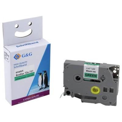 Labeltape G&G BB-B-G-731 Compatibel vervangt Brother TZe-731 Tapekleur: Groen Tekstkleur: Zwart 12 mm 8 m