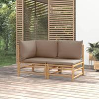 2-delige Loungeset met kussens bamboe taupe - thumbnail