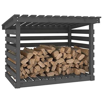 VidaXL Haardhoutrek 108x73x79 cm massief grenenhout grijs VidaXL Haardhoutrek 108x73x79 cm massief grenenhout grijs