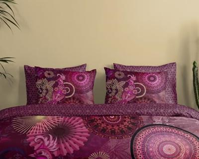 HIP Dekbedovertrek "mandala&apos;s en bloemen" - Bordeaux - (240x200/220 cm) - Katoen Satijn