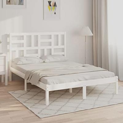 Bedframe massief hout wit 140x190 cm