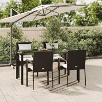 5-delige Tuinset met kussens poly rattan zwart - thumbnail