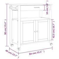 Keukentrolley MONZA 84x40x90 cm massief grenenhout - thumbnail