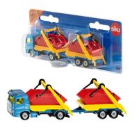 Siku vrachtwagen met afvalcontainer en aanhanger 1695 - thumbnail