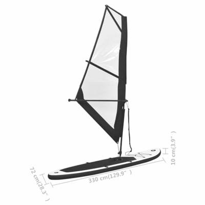 Stand Up Paddleboard opblaasbaar met zeilset zwart en wit