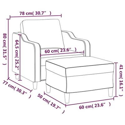 Fauteuil met voetenbank 60 cm stof wijnrood