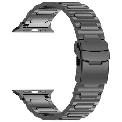 By Qubix - Titanium H-type schakelband - Zwart - Compatible met Apple Watch 38mm / 40mm / 41mm / 42mm - Compatible Apple watch bandjes