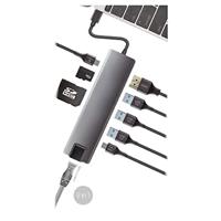 HUB miniDOCK USB_C 9 Port CoolBox: RJ45 Ethernet, HDMI, USB 3.0 (3X), microSD, USB-C gegevens en USB-C PD. Aluminium, kabel 190 mm, compatibel met Apple MacBook, Chromebook en Ultrabooks - thumbnail