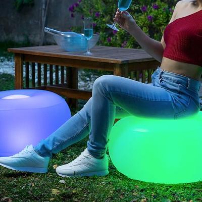Huismerk Premium Opblaasbare Poef Met LED Verlichting - Ø50 x 30 cm