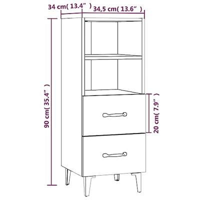 Dressoir 34,5x34x90 cm bewerkt hout betongrijs