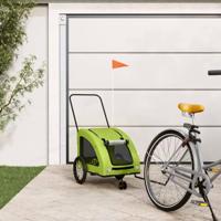 VidaXL Hondenfietstrailer oxford stof en ijzer groen - thumbnail
