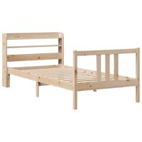 Bedframe met hoofdbord massief grenenhout 90x190 cm - thumbnail