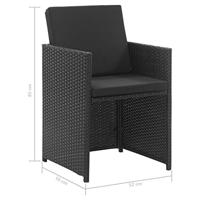 3-delige Tuinset met kussens poly rattan zwart - thumbnail