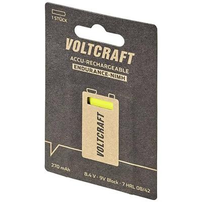 VOLTCRAFT Oplaadbare 9V batterij (blok) Endurance 6LR61 NiMH 8.4 V 270 mAh 1 stuk(s) VOLTCRAFT Oplaadbare 9V batterij (blok) Endurance 6LR61 NiMH 8.4 V 270 mAh 1 stuk(s)
