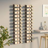 Wijnrekken 2 st voor 12 flessen wandmontage ijzer goudkleurig - thumbnail