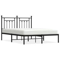 Bedframe met hoofdbord metaal zwart 150x200 cm - thumbnail