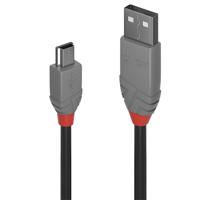 LINDY 36724 USB-kabel USB 2.0 USB-A stekker, USB-mini-B stekker 3.00 m Zwart - thumbnail