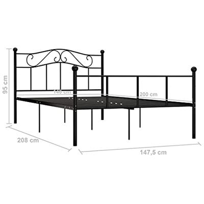 Bedframe metaal zwart 140x200 cm - thumbnail