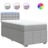 Boxspring met matras stof lichtgrijs 90x200 cm - thumbnail