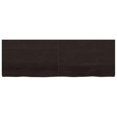 Wastafelblad 180x60x(2-6) cm behandeld massief hout donkerbruin