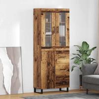 Hoge kast met lade 2 pcs Oud Hout Geengineerd Hout en Glas - thumbnail