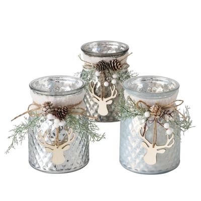 Boltze Home Theelichthouder glas met kerstdeco h16cm