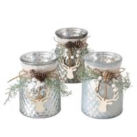 Boltze Home Theelichthouder glas met kerstdeco h16cm - thumbnail