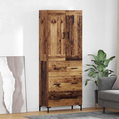 Hoge kast met lade 2 pcs Oud Hout Bewerkt hout