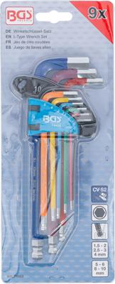 BGS technic Hexagon Socket Wrench Set Extra Long With Ball Head 1.5 - 10 mm 9 Pcs.