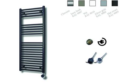 Elektrische Design Radiator Sanicare Plug En Play 111,8 x 45 cm Mat Zwart Thermostaat Chroom 596 Watt Sanicare