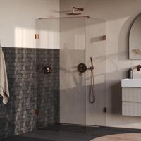 Brauer Void - Carving Douchecabine met Draaideur - Helder Glas - 100x100x200 cm - incl. Glascoating - PVD Koper Geborsteld - thumbnail