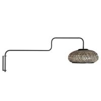 Steinhauer MuurlampBloeba zwart met rotan kap - 4507ZW - thumbnail