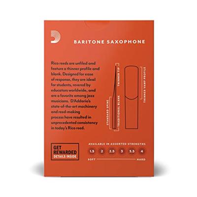 D&apos;Addario Woodwinds RLA1035 Rico Baritonsaxofoonriet, 3.5, 10-Pack, Unfiled