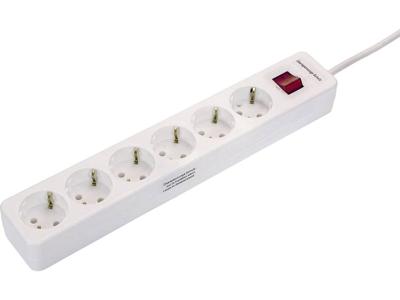 Schwabe Stekkerdoos wit met schakelaar 6-voudig 1.4 Meter 3x1,5 randaarde