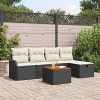 Tuinbankenset met kussen met opslag 6 pcs Zwart poly rattan - thumbnail