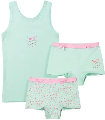 Funderwear meisjes ondergoed - meisjes setje - Alpaca - 2 Boxershorts en hemd setje kind