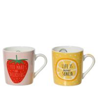 Decoris Mok porselein 250ml aardbei/sinaasappel - thumbnail