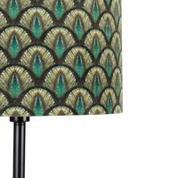 QAZQA Vloerlamp zwart kap pauw dessin gouden binnenkant 40 cm - - thumbnail