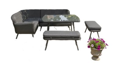 Jonah corner dining set 5pcs dark grey steel/dark grey wicker Eurofar - Eurofar