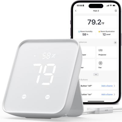 SwitchBot Hub 2, wifi-thermometer, hygrometer, afstandsbediening met IR, verbindt SwitchBot met wifi-netwerk (2,4 GHz), compatibel met Alexa en Google Assistant