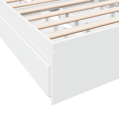 Bedframe met lades bewerkt hout wit 90x200 cm