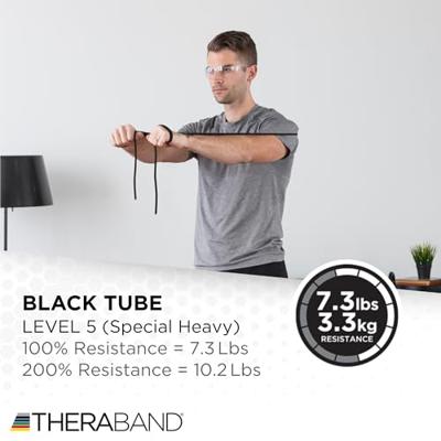 Theraband set tubing 1,5 m zwaar - blauw, zwart