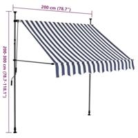 Luifel handmatig uitschuifbaar met LED 200 cm blauw en wit - thumbnail