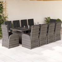 11-delige Tuinset met kussens poly rattan grijs - thumbnail