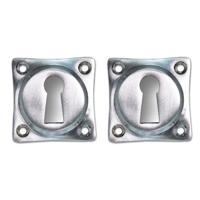 De Oude Deurklink Sleutelrozet vierkant mat geborsteld nikkel - thumbnail