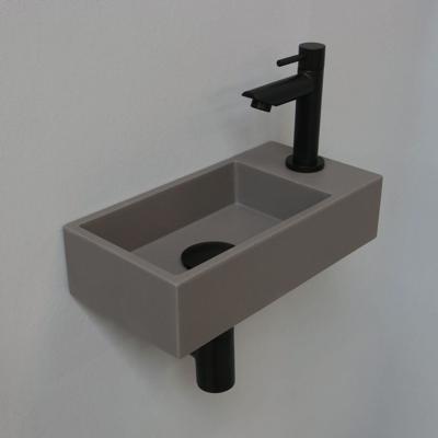 INK - Fonteinpack Quartz Rechts incl. Fonteinkraan - Design Sifon - Design Plug en Montageset - 360x180x90 Mm - Quartz Beton/mat Zwart