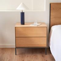 Kave Home Nachtkastje 'Vedrana' Eiken, Met 2 lades - thumbnail